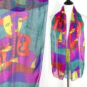 Vintage Picasso Abstract Art Oblong Scarf Polyester
